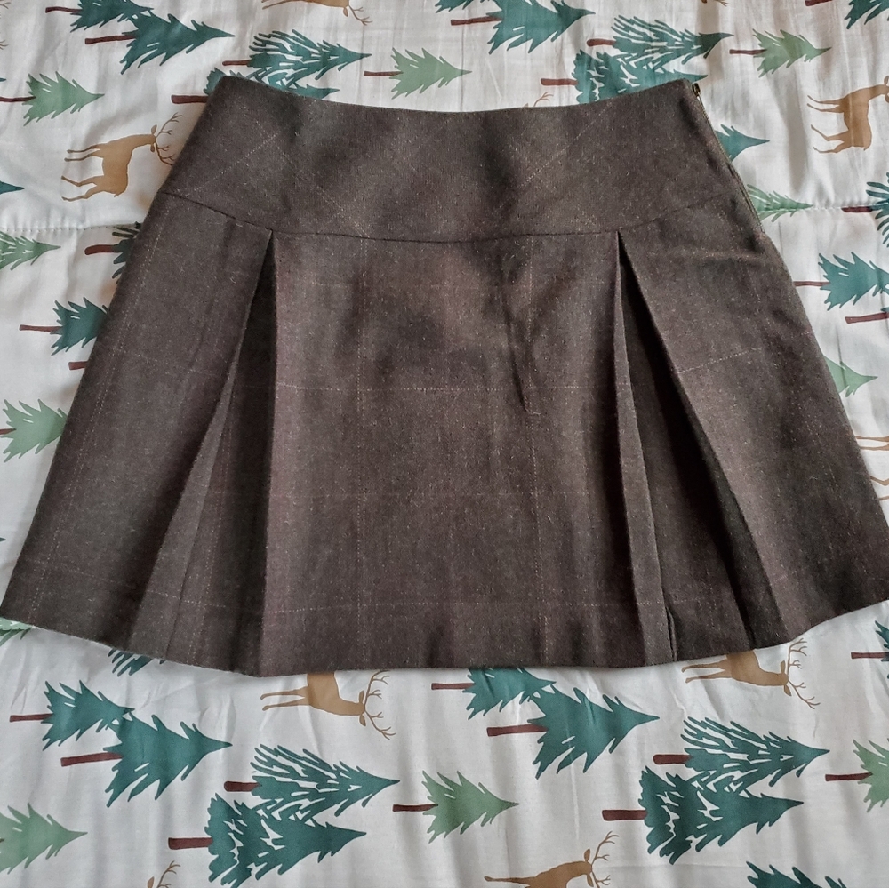 Joules Women's Brown Tweed Pleated Mini Skirt Size 10